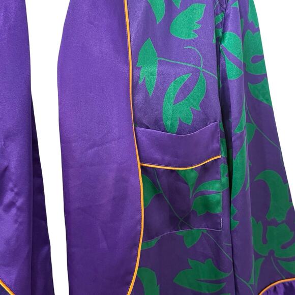 Vintage Victoria's Secret Gold Label Green Purple Satin Wrap Robe size S / M - Picture 14 of 16